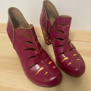 Magenta and yellow platform Fluevogs 8.5